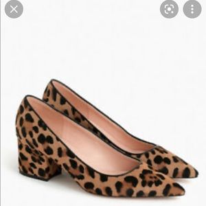 NIB J Crew Laney Block Pumps in Leopard Calf Hair, Size 11